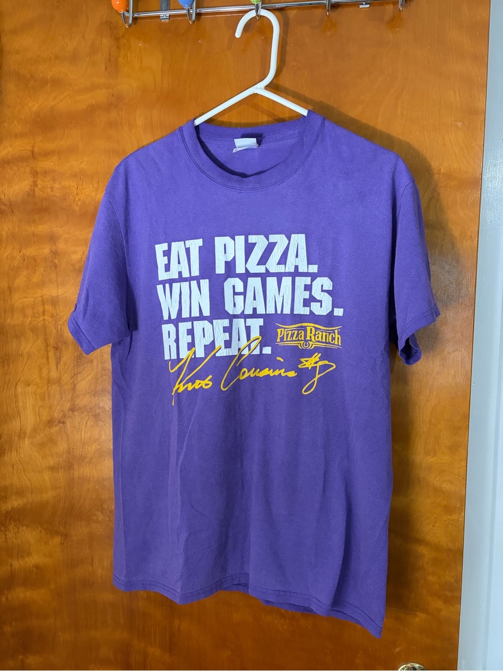 Purple Graphic Tee - Eat Pizza Win Games Repeat, Pizza Ranch